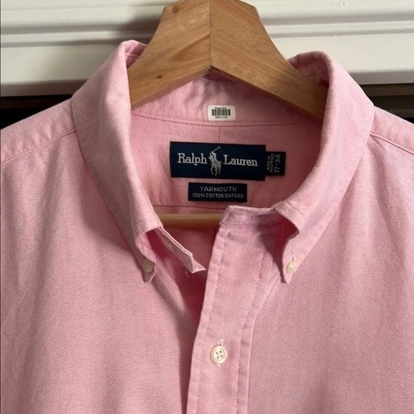 Ralph Lauren 17-34 Pink Preppy Casual Button Down Shirt - Picture 3 of 11